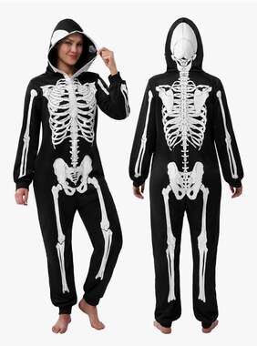 Spooktacular Creations Adult Skeleton Glow in the Dark Pajama Onesie